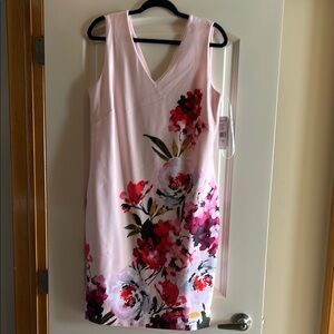 Donna Ricco White Sheath Midi Dress V-Neck Sleeveless